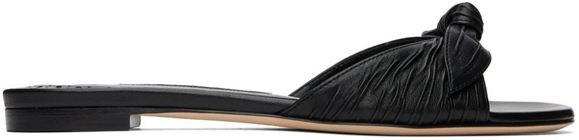 Tillbehör Manolo Blahnik Manolo Blahnik Lollo Knotted Leather Slides Svart | 224-1605