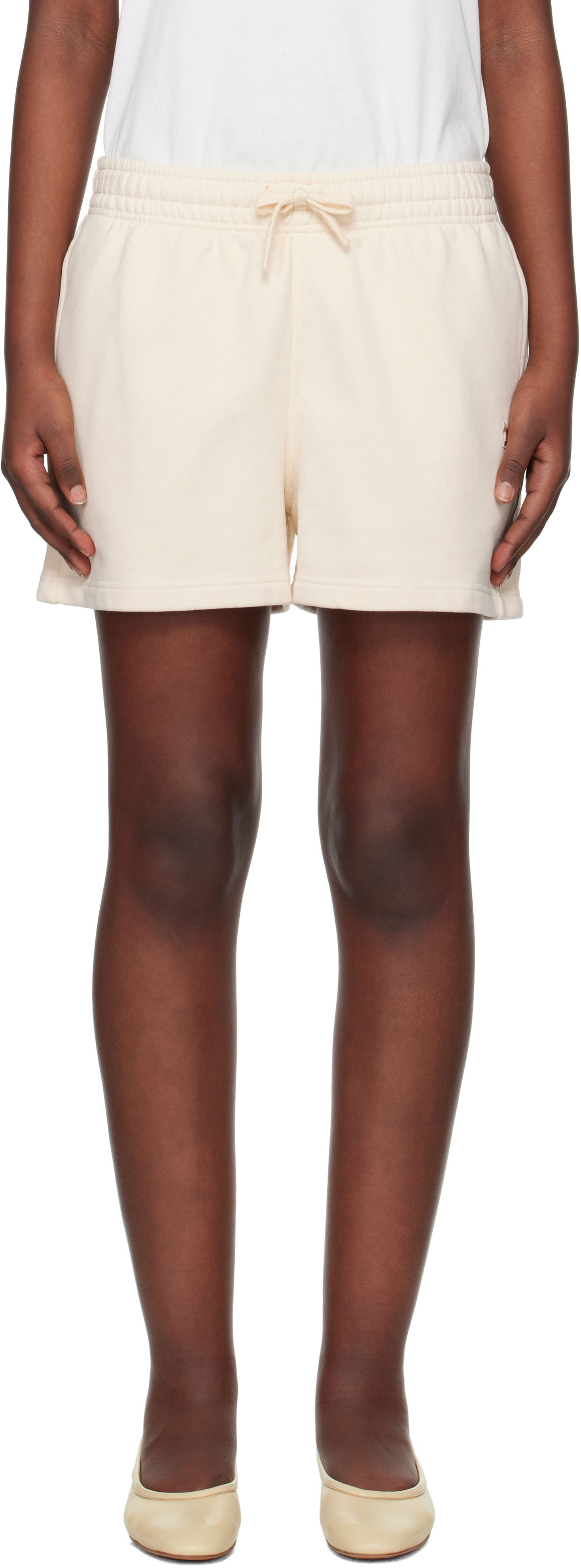 Shorts MAISON KITSUNÉ Maison Kitsuné Baby Fox Patch Regular Jog Shorts Beige | MW01113KM0325, 0