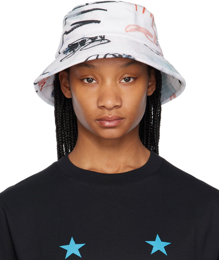 Hatt Études Julian Farade Training Print Bucket Hat Vit | E24MC920A039P4