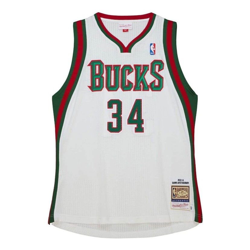 Jersey Mitchell & Ness NBA Milwaukee Bucks Home 2013-14 Jersey Giannis Antetokounmpo 34 Vit | AJY45681-MBU13GANWHIT