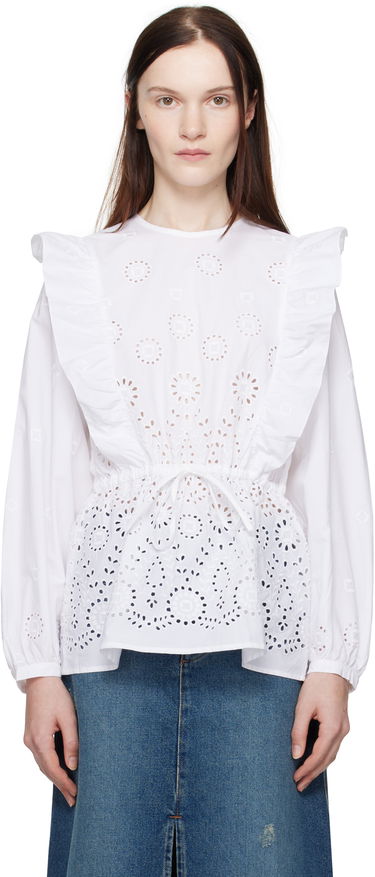 Skjorta A.P.C. A.P.C. Clove Eyelet Ruffle Blouse Vit | COHFF-F13438, 0