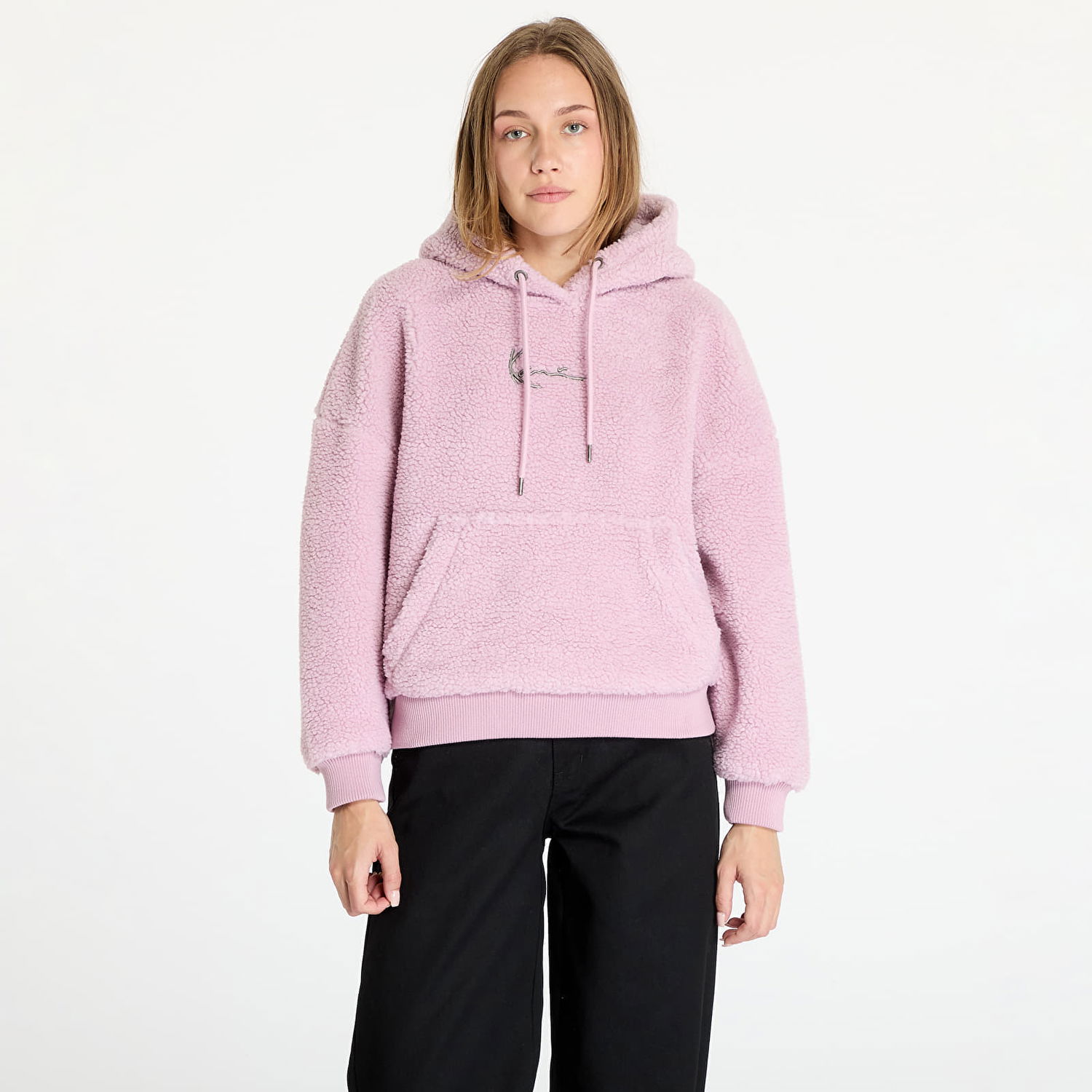 Sweatshirt Karl Kani Sweatshirt Metal Signature Teddy Os Hoodie Rose S Rosa | KW243-040-1, 0