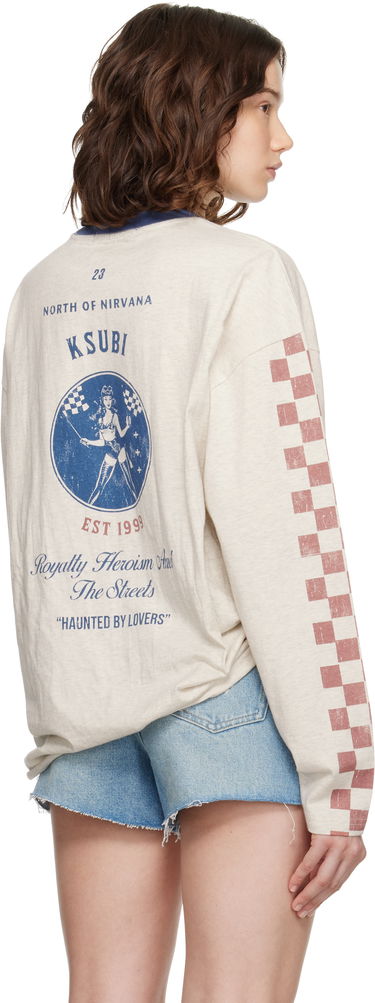 T-shirt Ksubi Ksubi Pitt Lane Boyfriend Long Sleeve T-Shirt Beige | WPF25TE006, 2