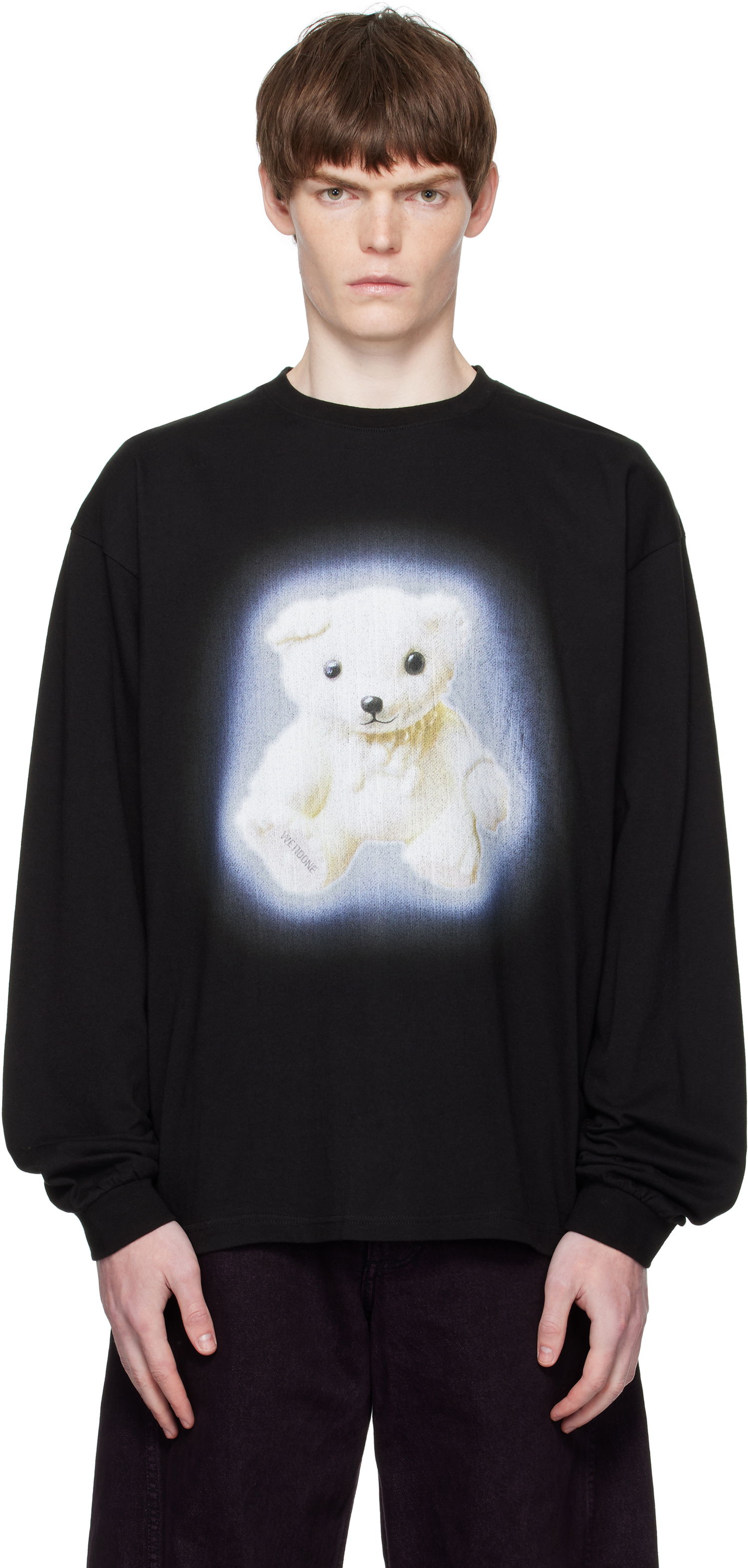 T-shirt We11done We11done Glow Teddy Long Sleeve T-Shirt Svart | WD-TT2-25-775-U-BK, 0