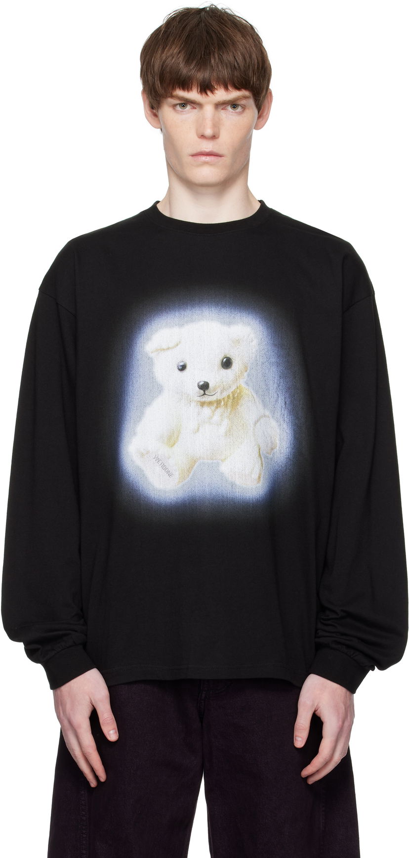 T-shirt We11done We11done Glow Teddy Long Sleeve T-Shirt Svart | WD-TT2-25-775-U-BK
