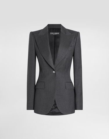 Jacka Dolce & Gabbana Dolce & Gabbana Turlington Single-Breasted Wool Blazer Grå | F29UCTFU287S8290, 0