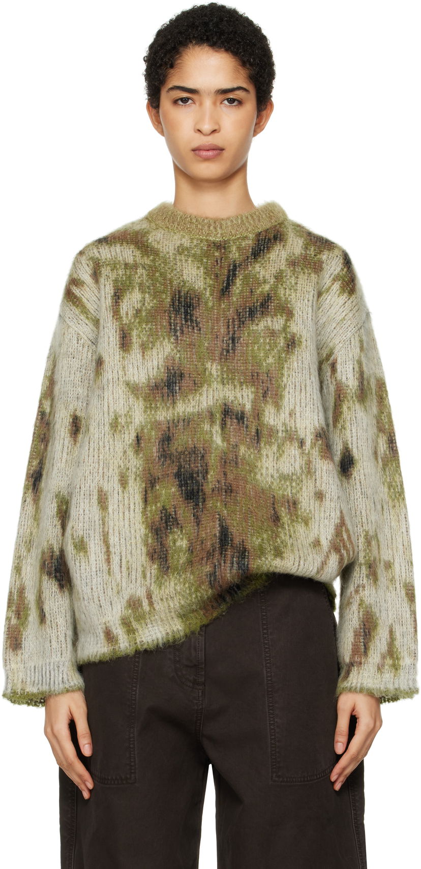 Sweater The Attico Attico Abstract Knit Sweater Grön | 250WCK00115 KAC001AA