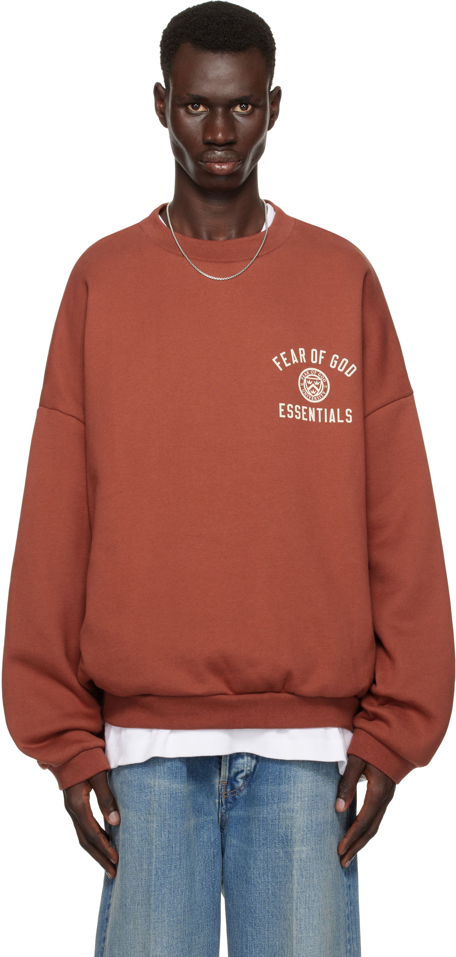 Sweater Fear of God Fear of God ESSENTIALS Fleece Crewneck Sweatshirt Brun | 192HO246266F, 0