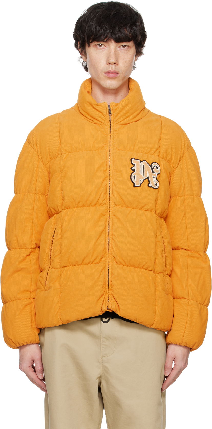 Pufferjacka Palm Angels Corduroy Down Jacket Orange | PMED047F24FAB0012203