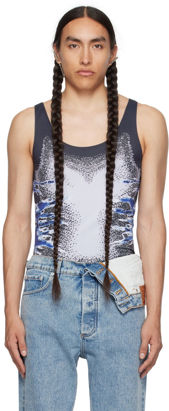 Linne Y/PROJECT Black Whisker Print Tank Top Svart | TS88-S25