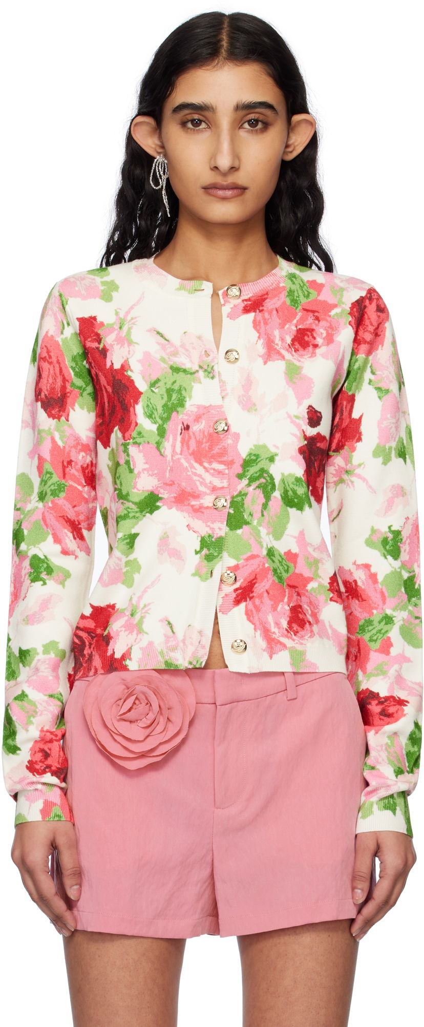 Sweater Blumarine Blumarine Peony-Print Viscose Cardigan Flerfärgad | P522M542A