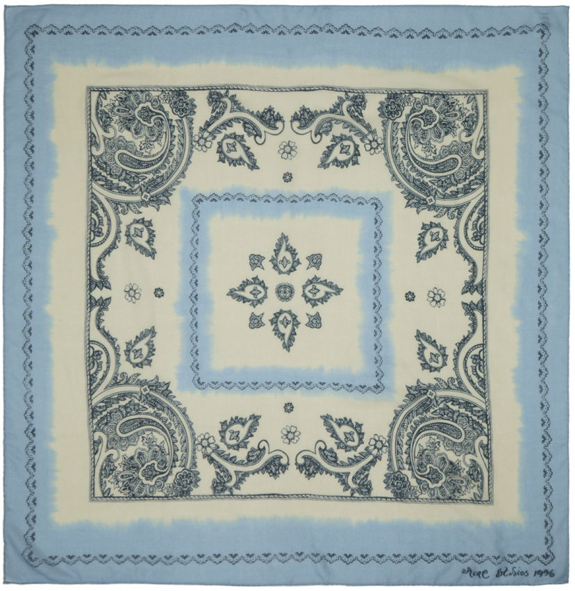Halsduk Acne Studios Print Light Wool Scarf Blå | CA0303-