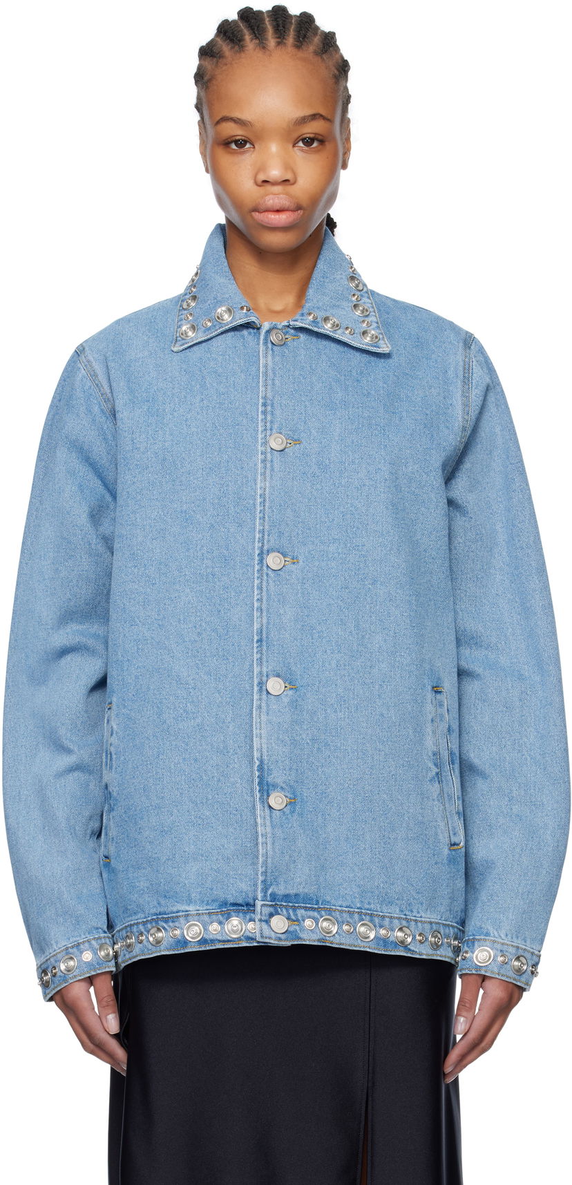 Jacka Coperni Coperni Studded Denim Jacket Blå | COPBL27STF2008