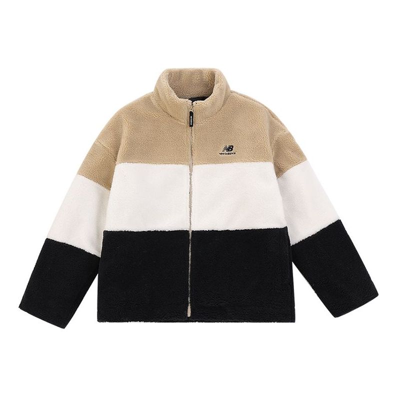 Sweatshirt New Balance Plus Colorblock Patch Detail Teddy Jacket Brun | 6DC44823-BEI