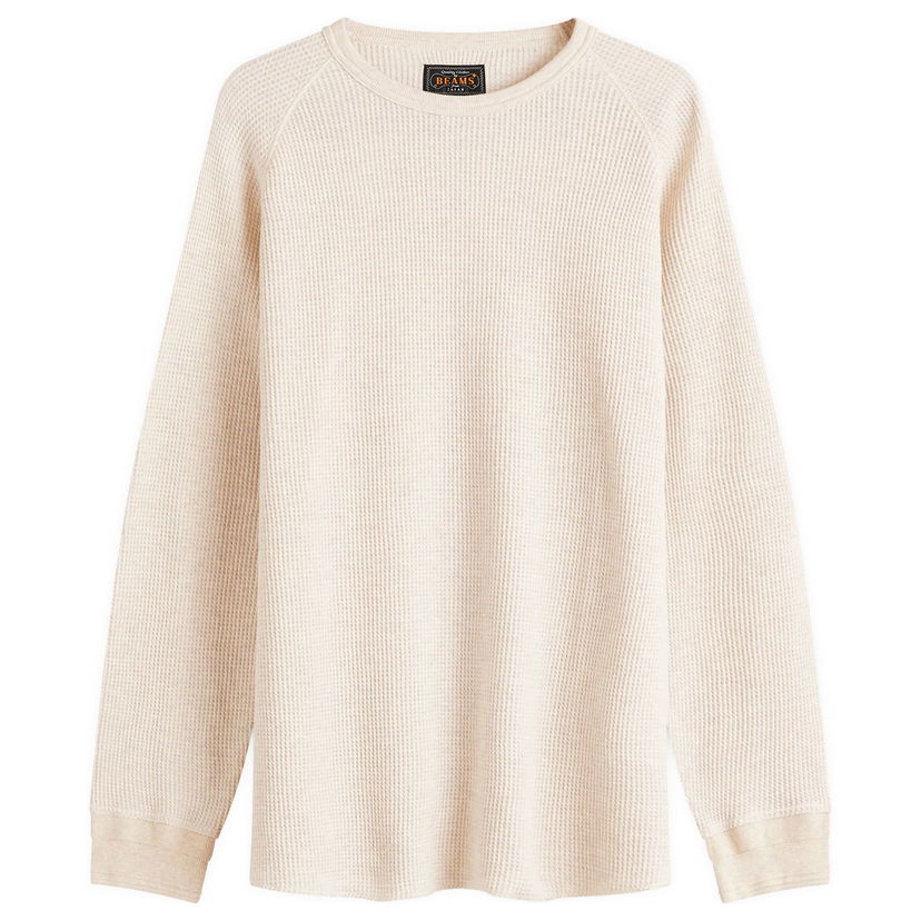 Sweater BEAMS Beams Plus Long Sleeve Thermal T-Shirt, Size Large Beige | 3814-0057-156-09