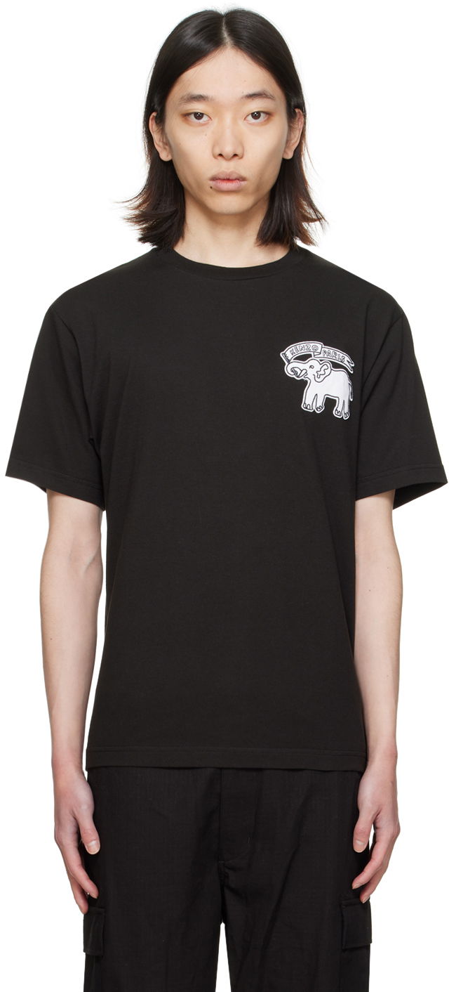 T-shirt KENZO Paris Elephant Flag T-Shirt Svart | FE55TS2724SG, 0