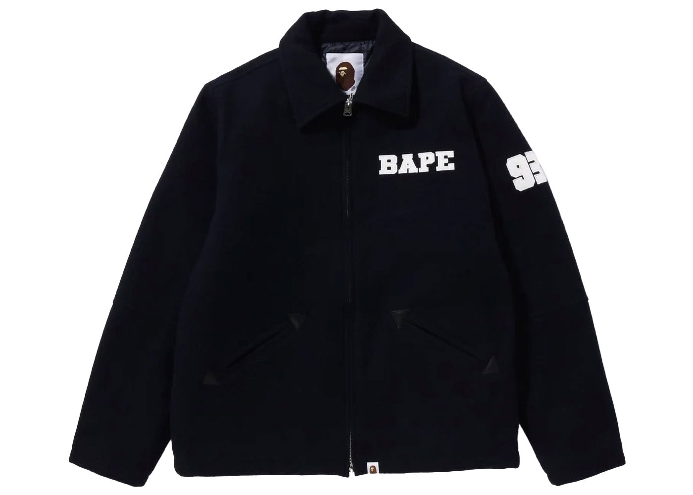 Jacka BAPE BAPE Bape Melton Zip Jacket Navy Mörkblå | 1J80-141-005, 0