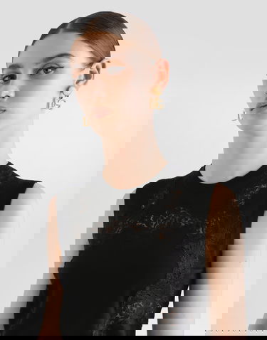 Linne Dolce & Gabbana Dolce & Gabbana Wool and Lace Tank Top Svart | FXT02TJDVCSN0000, 3