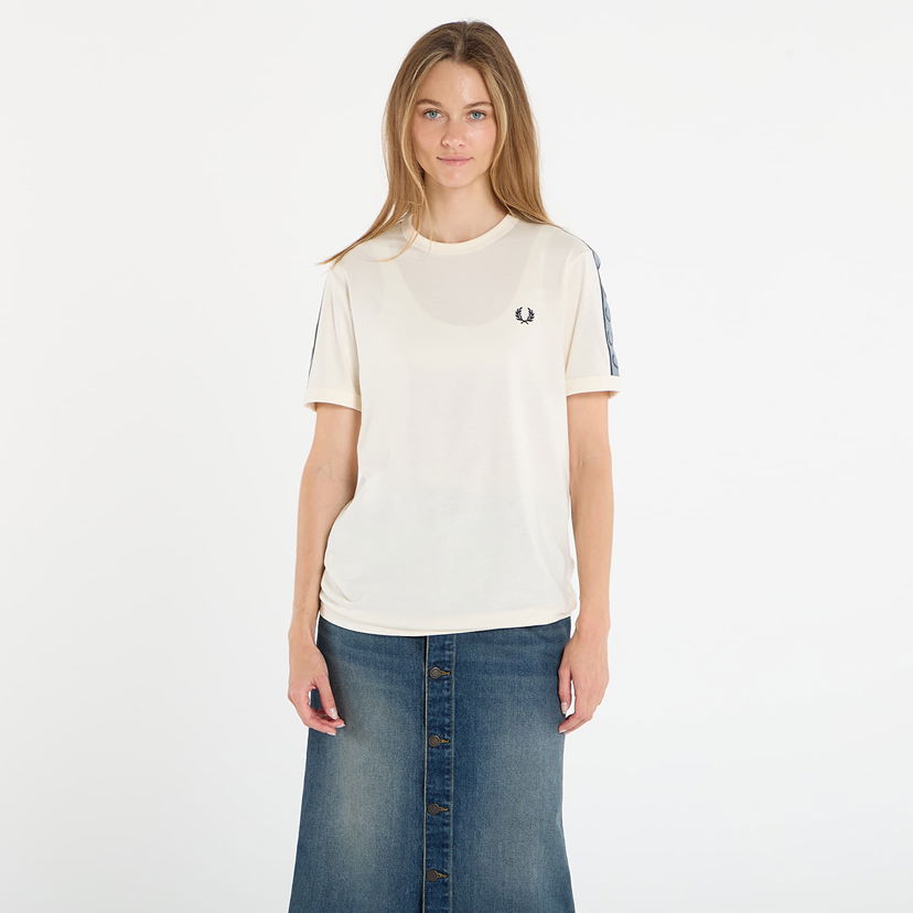 T-shirt Fred Perry Fred Perry Contrast Tape Ringer T-Shirt Vit | M4613 729