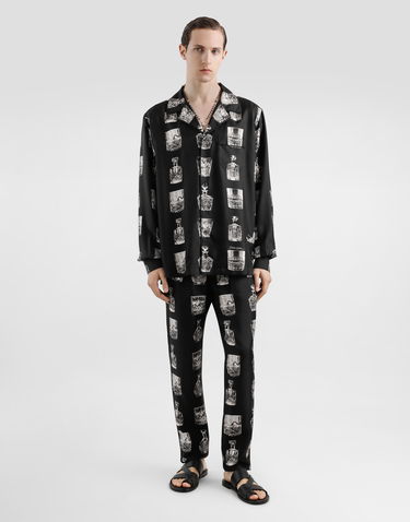 Pyjamas Dolce & Gabbana Silk Pajama Pants With Whiskey Print Svart | GVCRATHI1V0HN5IA, 1
