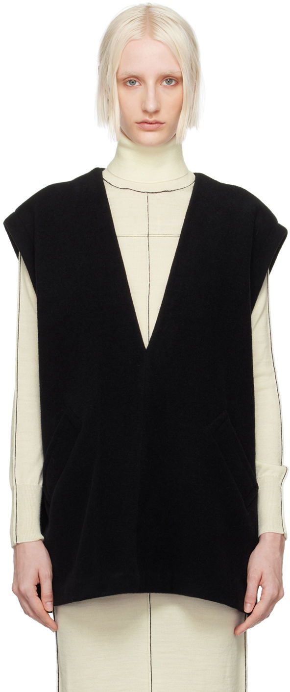 Väst Maison Margiela MM6 Black Plunging V-Neck Vest Svart | S52NF0011 M20020