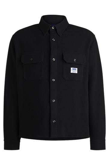 Skjorta BOSS Oversized Cotton Blend Shirt Svart | 50534184, 0