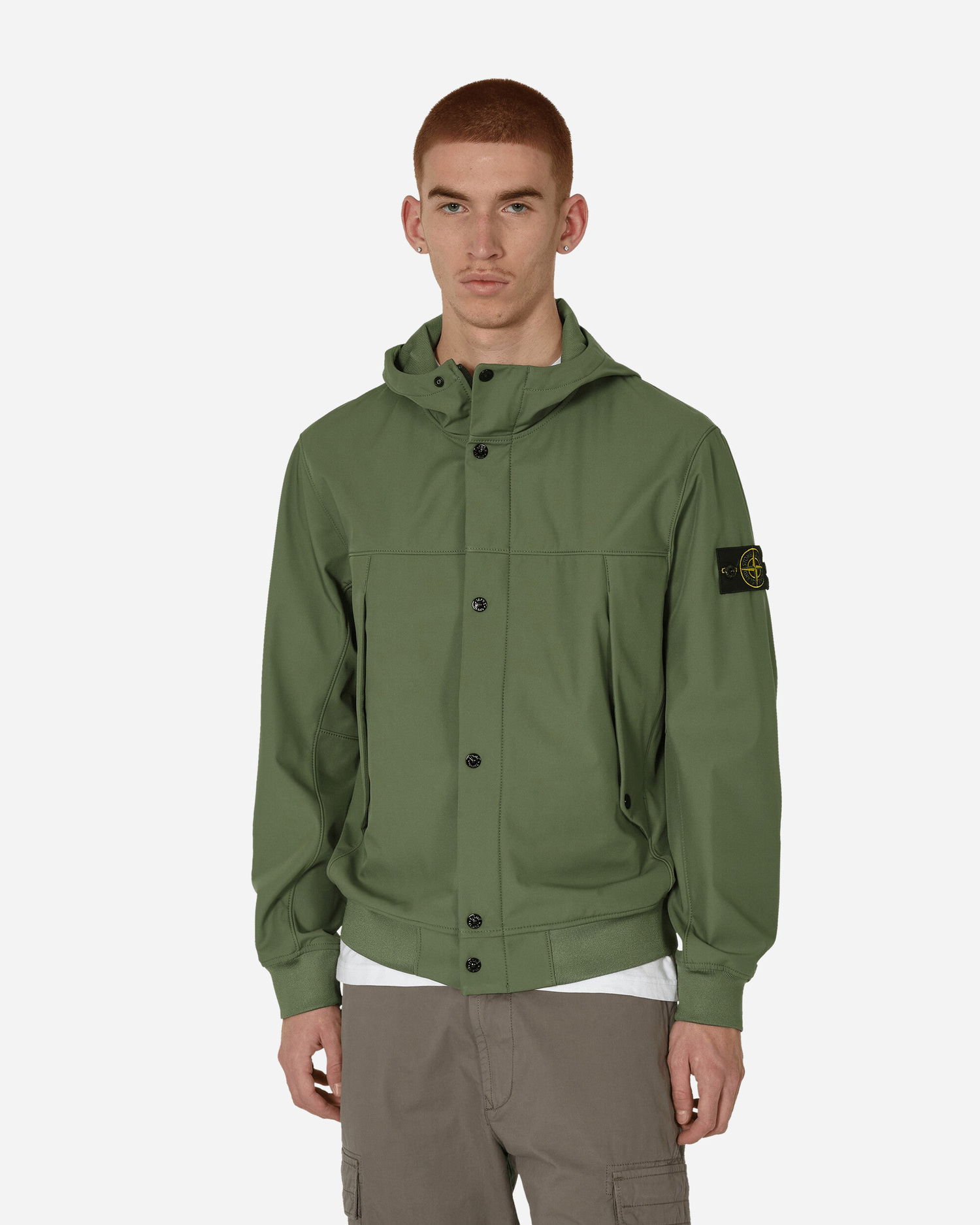 Jacka Stone Island Logo Light Soft Shell-R Jacket "Musk" Grön | 801540227 V0059, 1