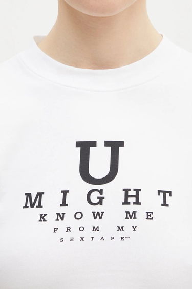 Crop top VETEMENTS Cropped Fitted 'U Might Know Me' T-Shirt Vit | WA66TR750W, 3