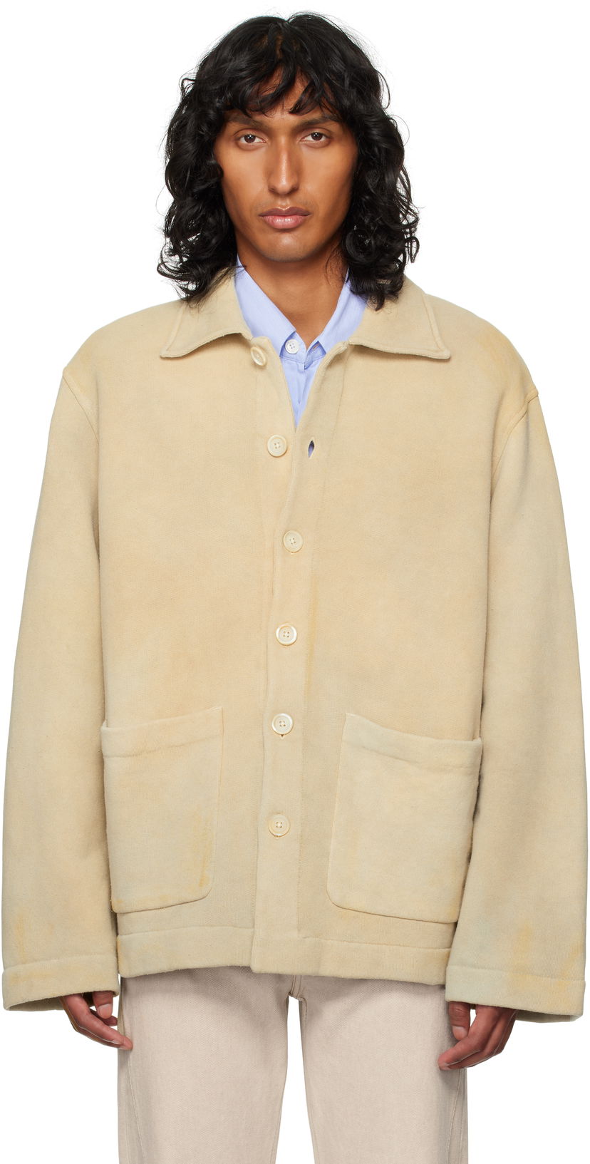 Jacka OUR LEGACY Cardigan with Patch Pockets Beige | M4246SA