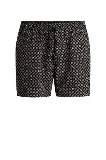 Shorts BOSS All-Over Print Drawstring Swim Shorts Svart | 50518968