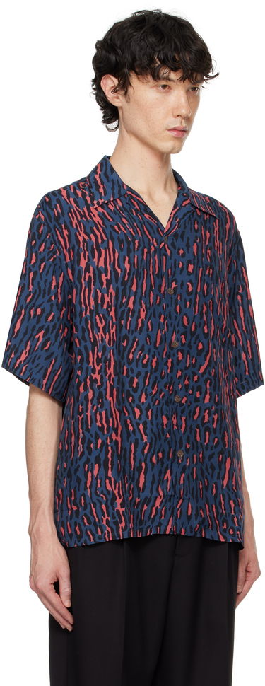 Skjorta WACKO MARIA WACKO MARIA Leopard Print Short Sleeve Shirt Blå | 24FWE-WMS-HI01, 1