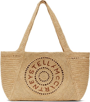 Tygpåse Stella McCartney Stella McCartney Logo Raffia Medium Tote Beige | 7B0107WP0375, 0