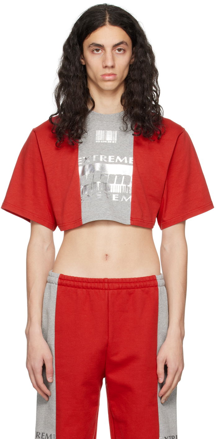 Crop top VETEMENTS 'Extreme System' Crop T-Shirt Röd | VL16TR600R