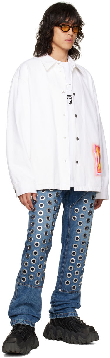 Jacka We11done We11done Printed Denim Jacket Vit | WD-DJ3-22-312-U-WH, 3