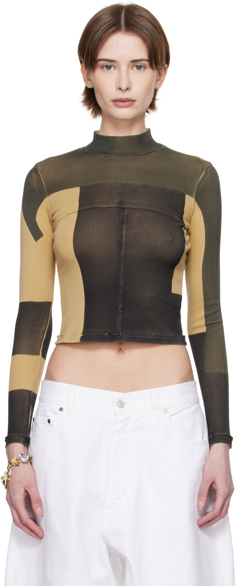 Crop top Eckhaus Latta Eckhaus Latta Lapped Baby Crop Top Brun | 305-EL-PS25-R -
