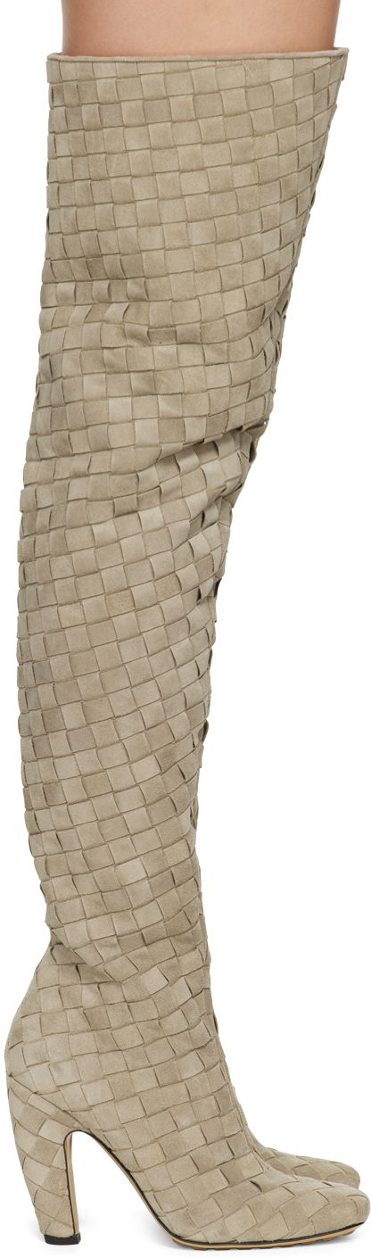 Kläder Bottega Veneta Bottega Veneta Canalazzo Suede Over-The-Knee Boots Beige | 796555 V4JC0