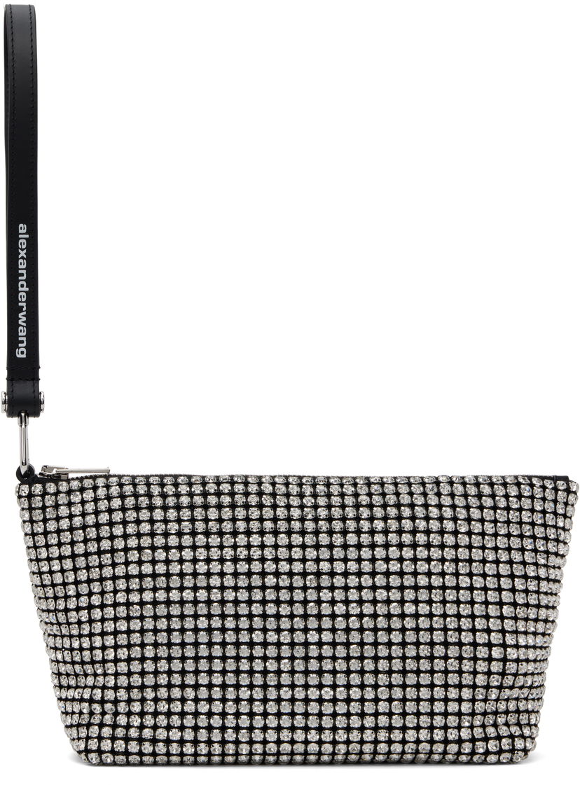 Handväska Alexander Wang Alexander Wang Heiress Crystal-Embellished Wristlet Pouch Svart | 70424N13M