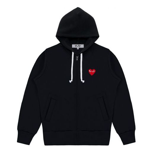 Sweatshirt Comme des Garçons PLAY Zip Hooded Jacket With Red Heart Svart | AZ-T171-051-1