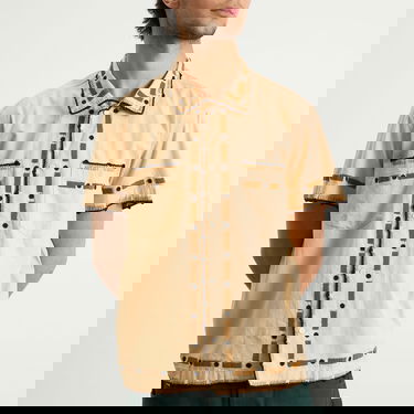 Skjorta Bode Beaded Ryegrass Short Sleeve Shirt, Size Large Beige | MRF25SH018, 5