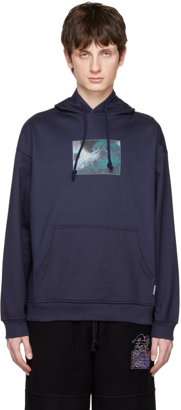 Sweatshirt PACCBET Rassvet Navy Printed Hoodie Mörkblå | PACC12T122