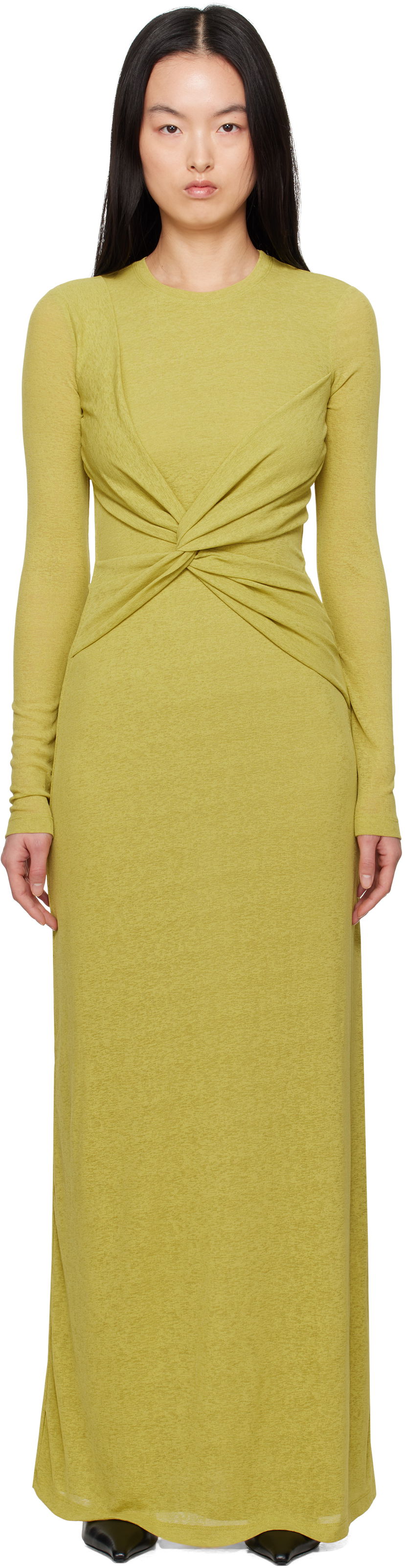 Klä Nanushka Nanushka Rozal Twist Front Maxi Dress Grön | NW25RSDR16464