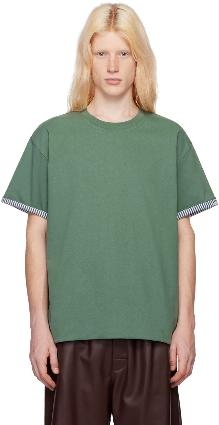 T-shirt Bottega Veneta Double-Layer T-Shirt Grön | 754683V39G0