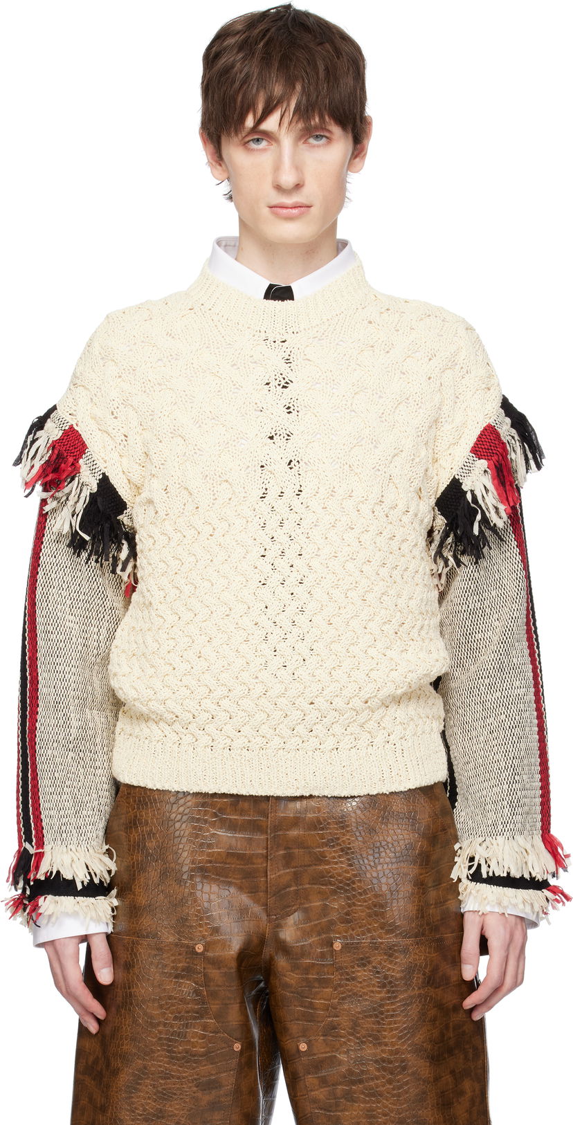 Sweater Andersson Bell Andersson Bell Tassel Sleeve Oversized Knit Sweater Vit | atb1258u