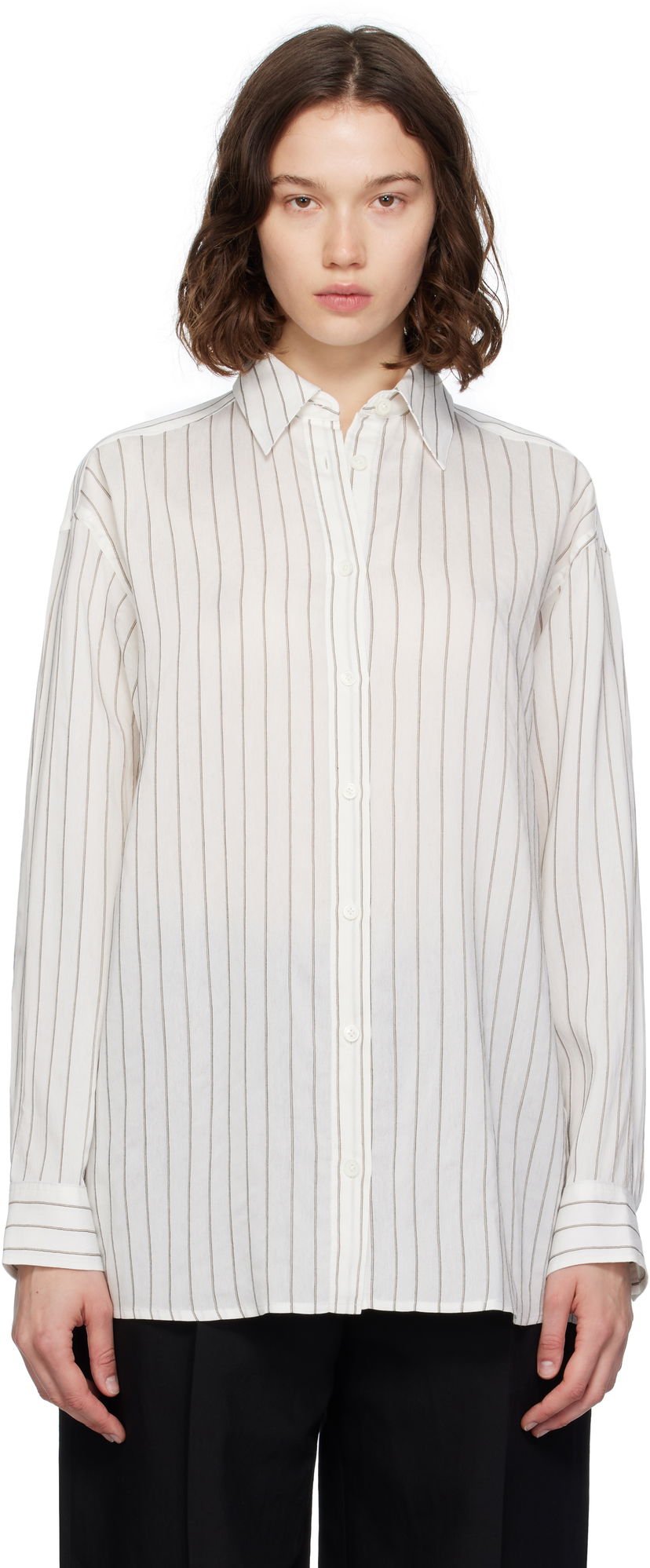 Skjorta TOTEME TOTEME Striped Button-Down Shirt Vit | 253-WRT0480-FB0439