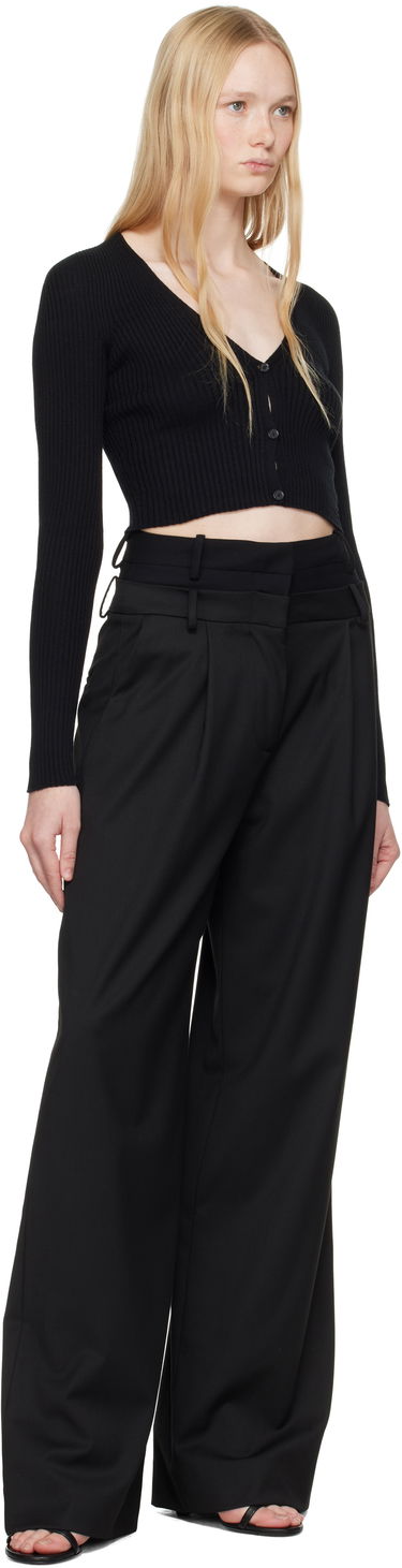 Sweater Courrèges Courrèges Rib Knit Cropped Cardigan Svart | 225MGI034FI0049, 3