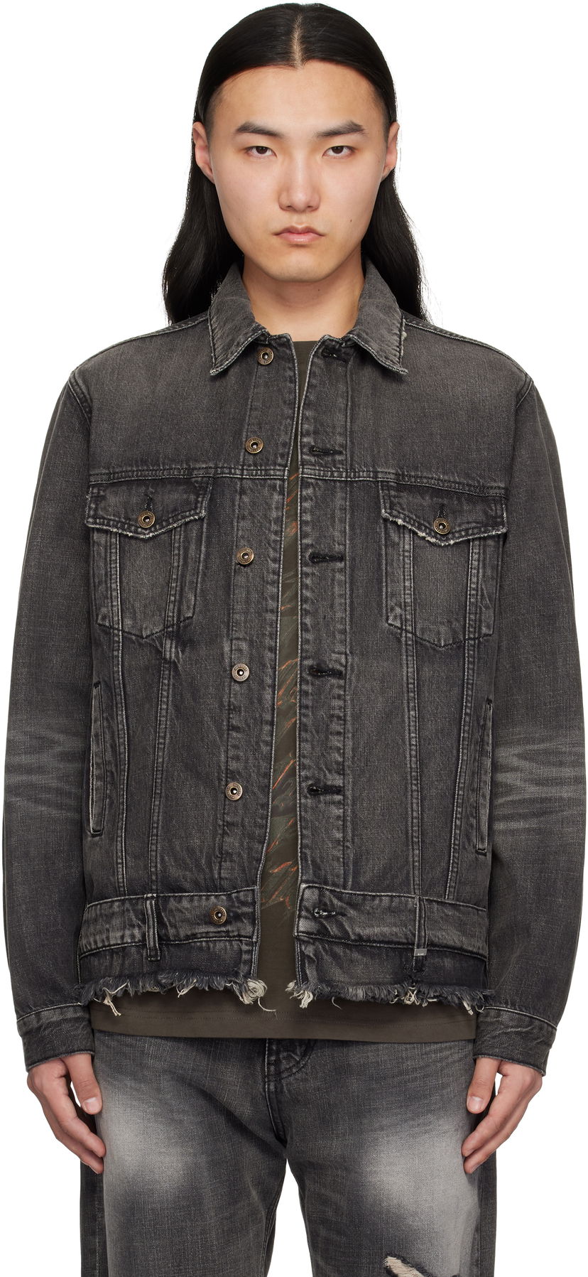 Jacka We11done We11done Denim Trucker Jacket Grå | WD-DJ0-25-308-U-BK