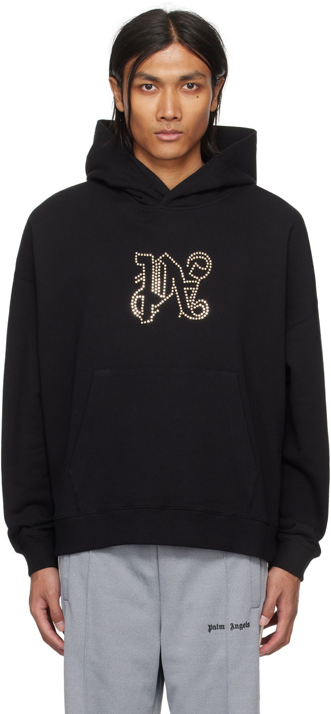 Sweatshirt Palm Angels Monogram Statement Hoodie Svart | PMBB126R24FLE0081077