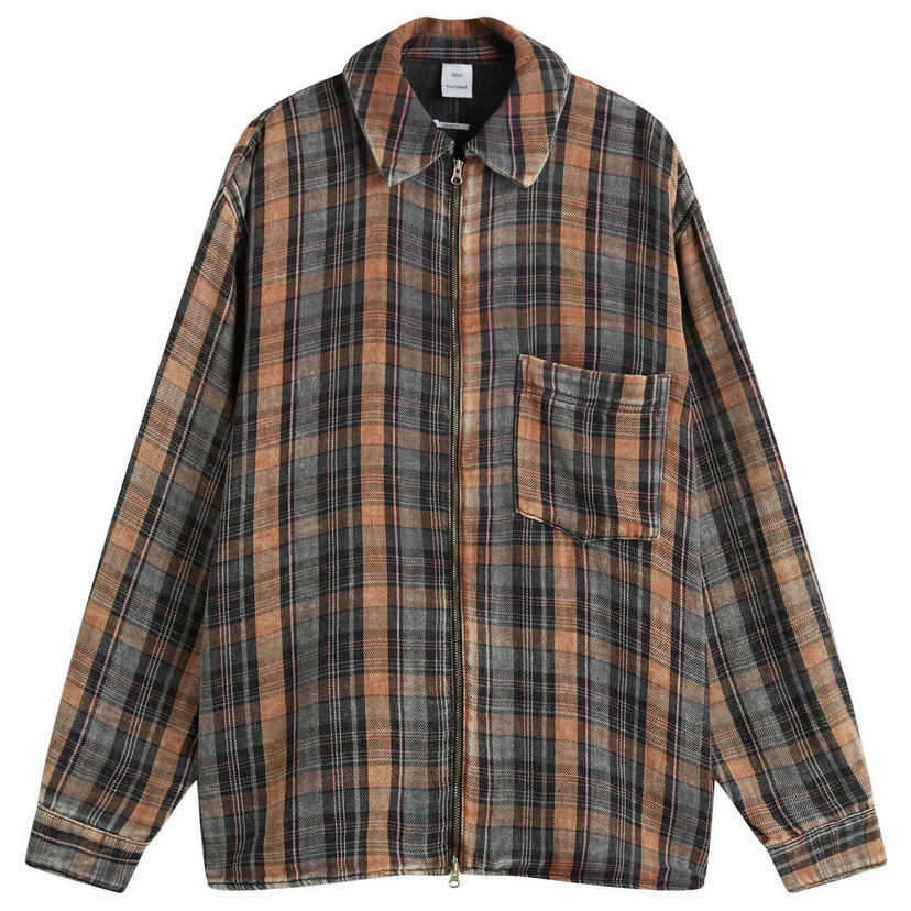 Skjorta Won Hundred Zayne Zip Overshirt Bleached Check Brun | 3702-14283