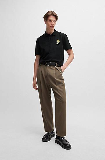 Polotröja BOSS Piqué Polo Shirt with Logo Artwork Svart | 50517409, 1