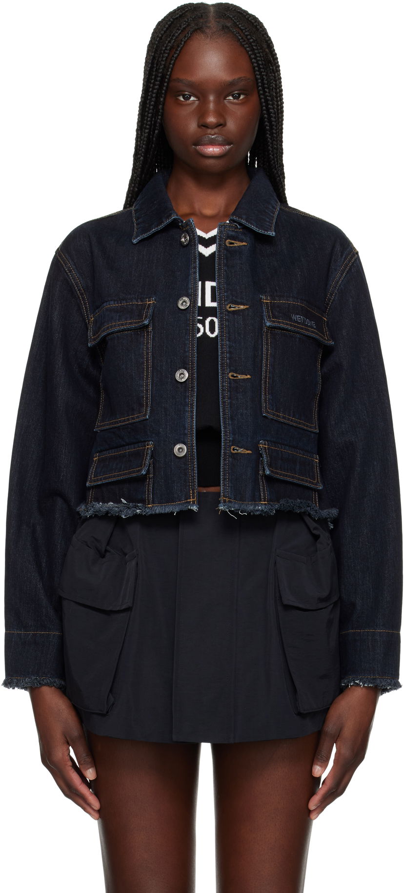 Jacka We11done We11done Cropped Denim Jacket Blå | WD-DJ1-25-301-W-BL